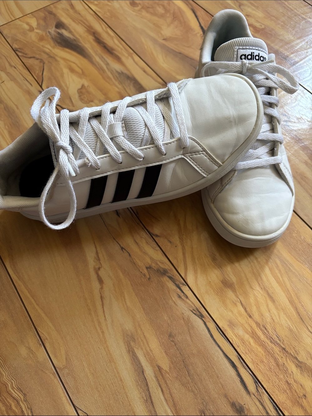 adidas White Sneakers with Black Three-Stripes